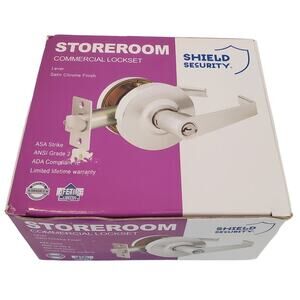 Shield Security® Storeroom Commercial Lever Lockset, Satin Chrome – New In Box